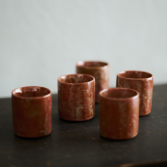 赤樂筒向付 五客